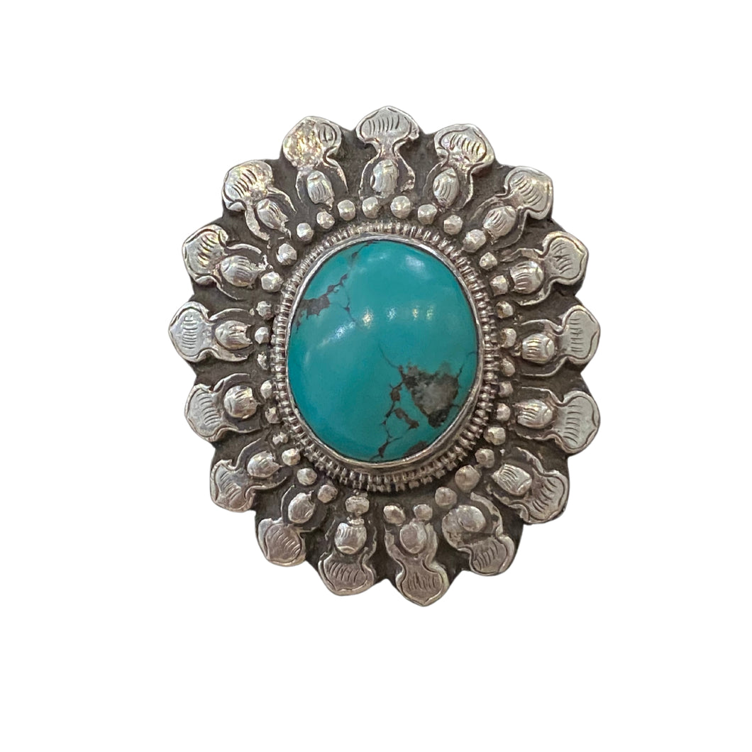 Silver Turquoise Flower